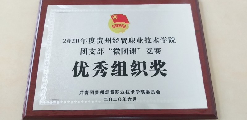 荣获“2020年度贵州经贸职业技术学院团支部”微团课优秀组织奖”